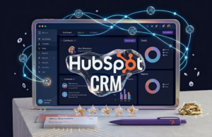 feature image for hubspot crm review with ai theme