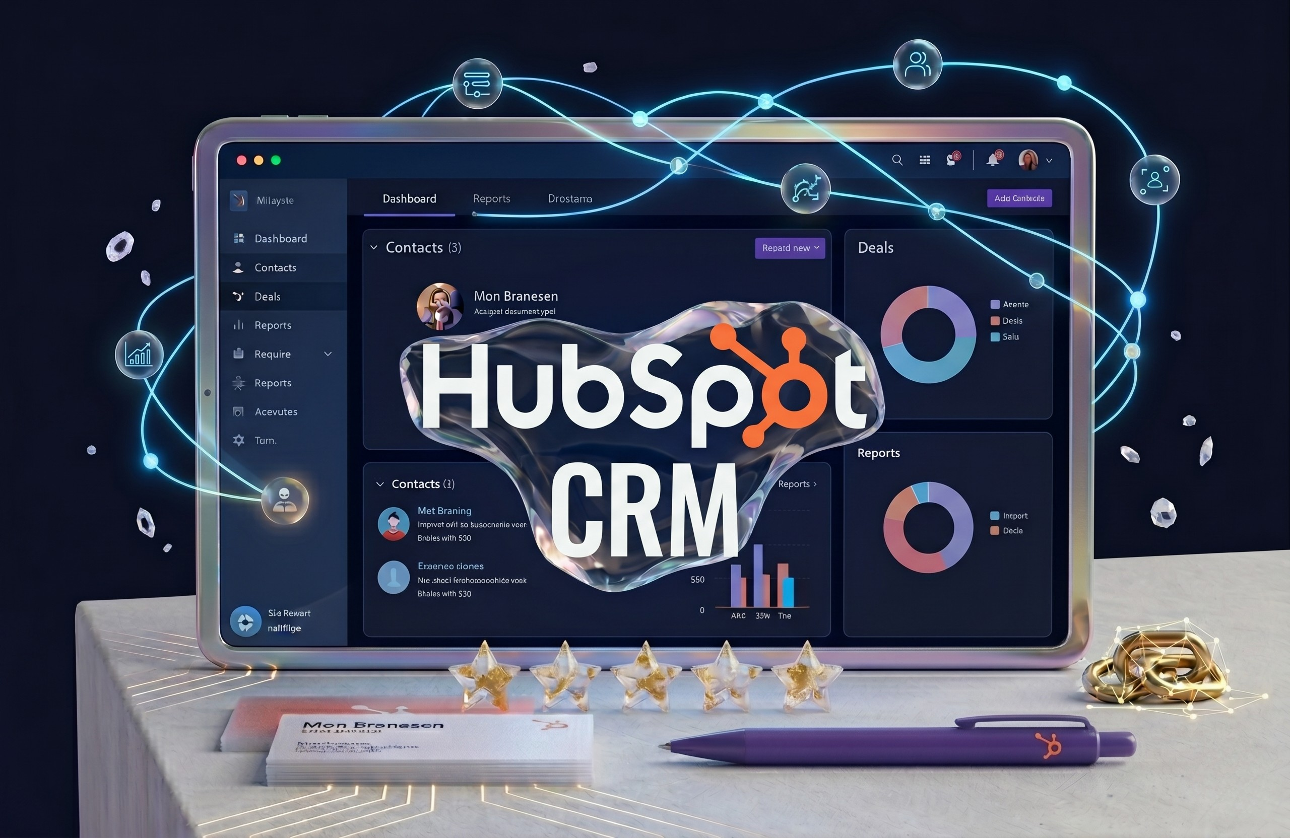 feature image for hubspot crm review with ai theme